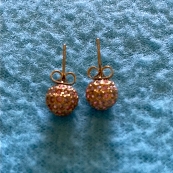 ANN TAYLOR rhinestone cluster ball gold tone pierced stud earrings - Picture 4 of 9